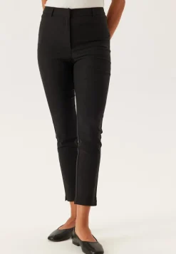 High Waist Stretchy Cropped Slit Trousers