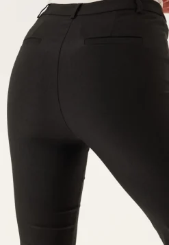 High Waist Stretchy Cropped Slit Trousers