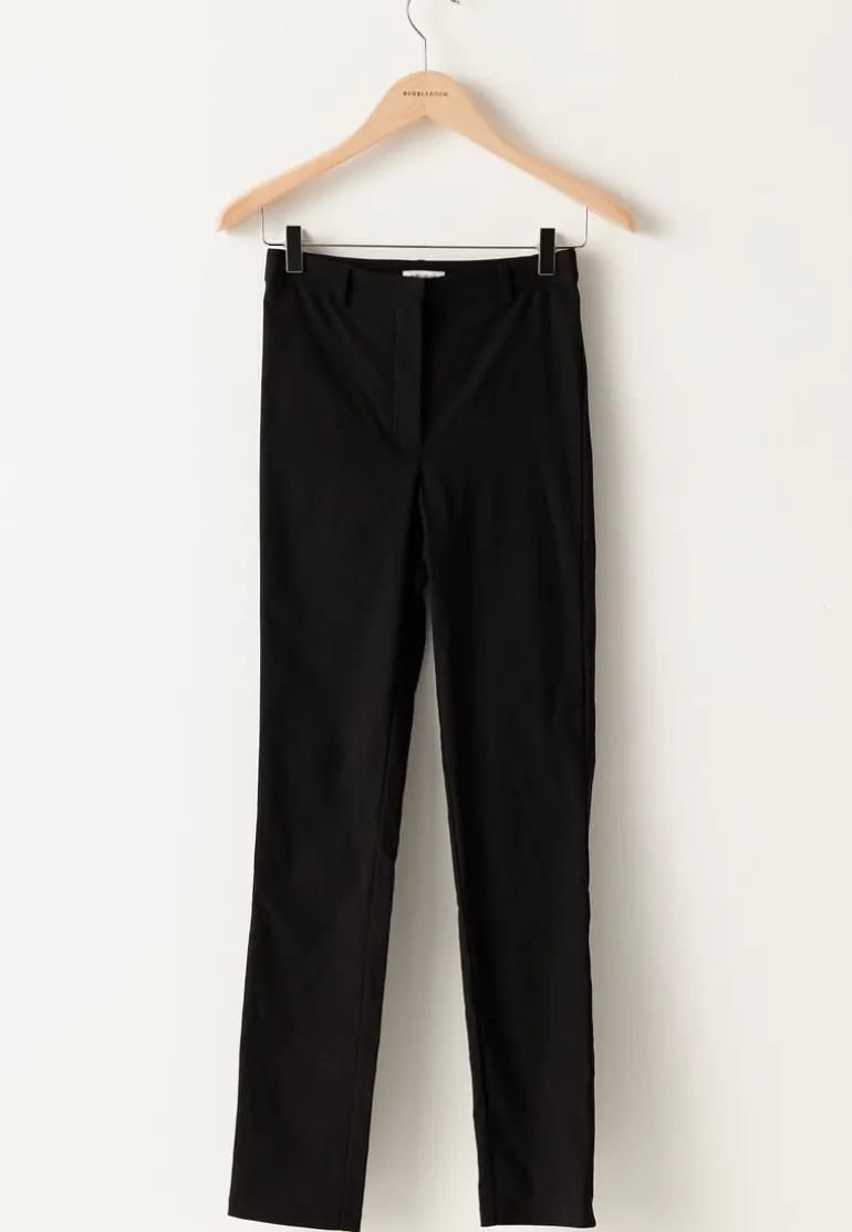 High Waist Stretchy Cropped Slit Trousers