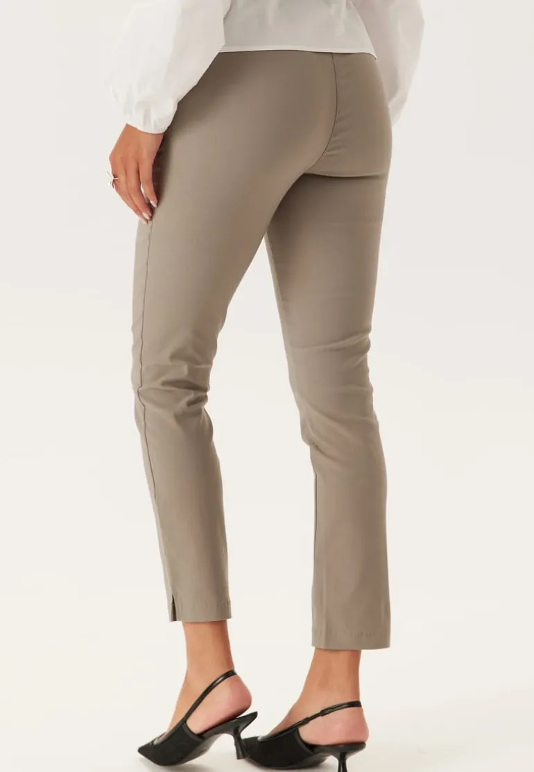 High Waist Stretchy Cropped Slit Trousers