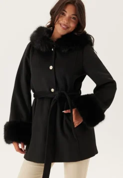 Hooded Wool Blend Coat