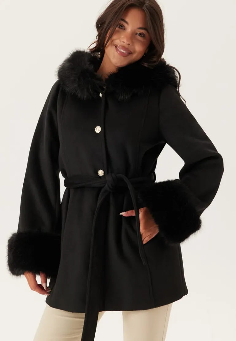 Hooded Wool Blend Coat