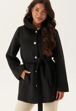 Hooded Wool Blend Coat