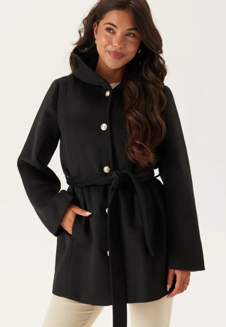 Hooded Wool Blend Coat
