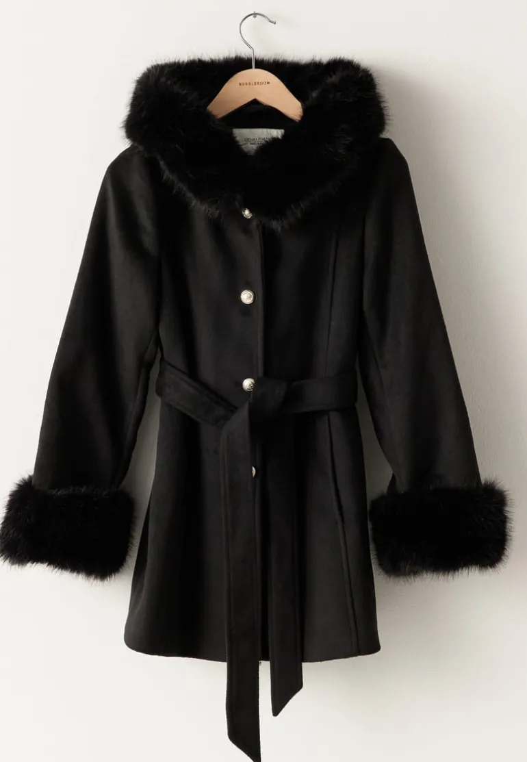 Hooded Wool Blend Coat