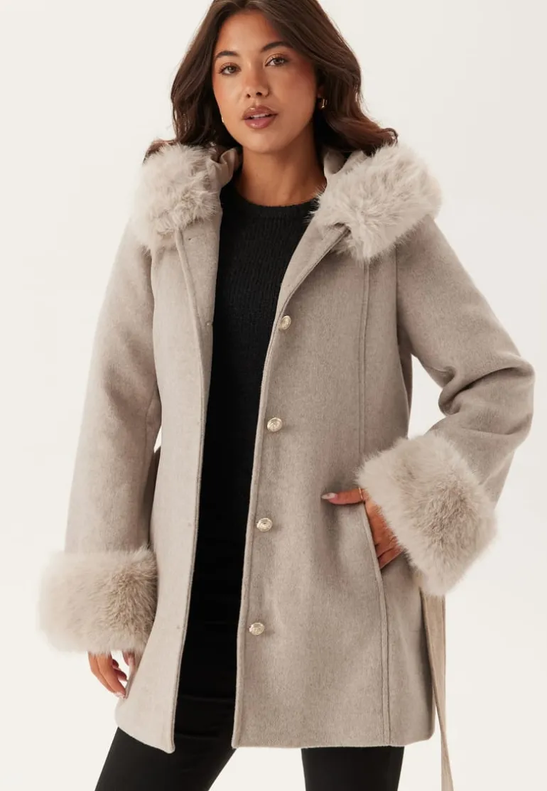 Hooded Wool Blend Coat