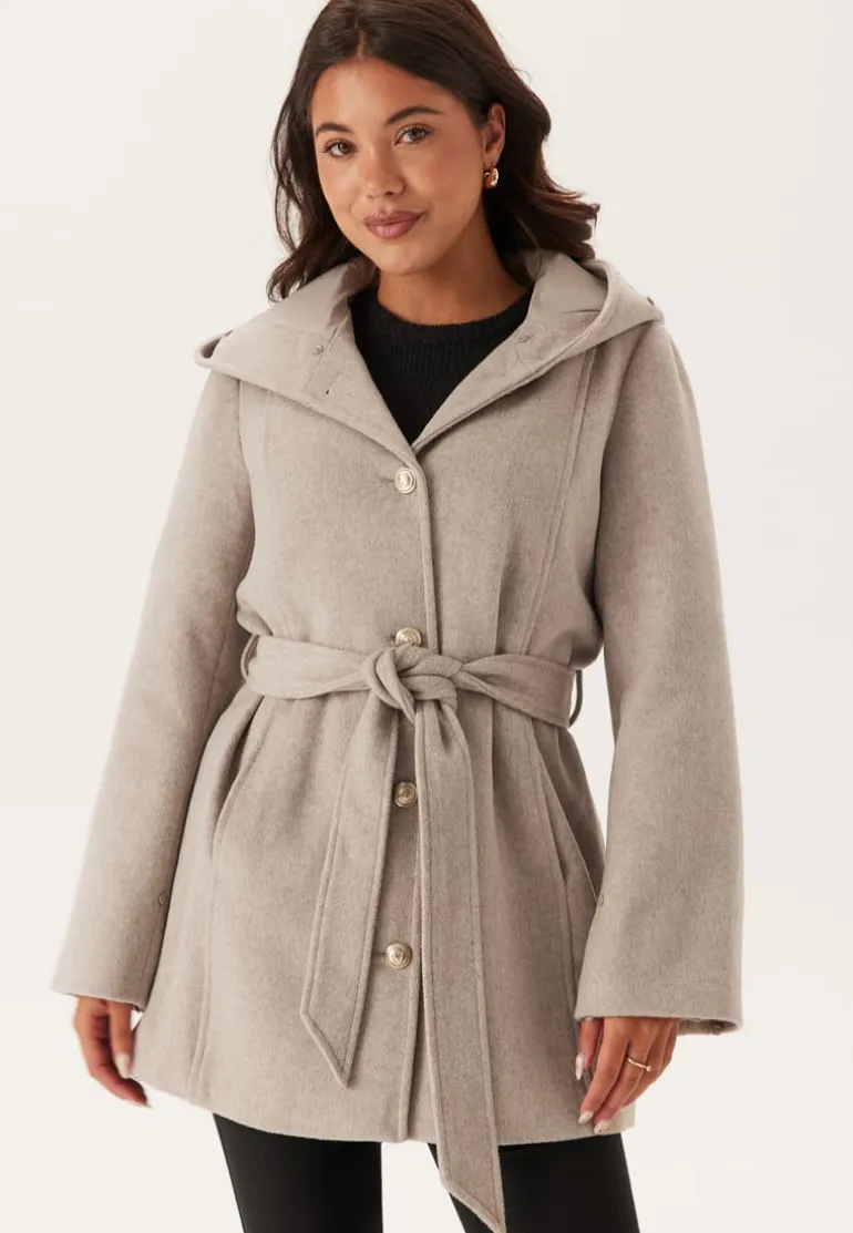 Hooded Wool Blend Coat