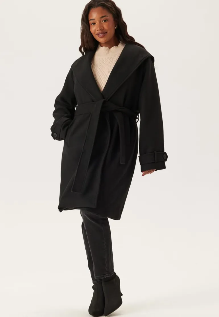 Hooded Wool Mix Coat