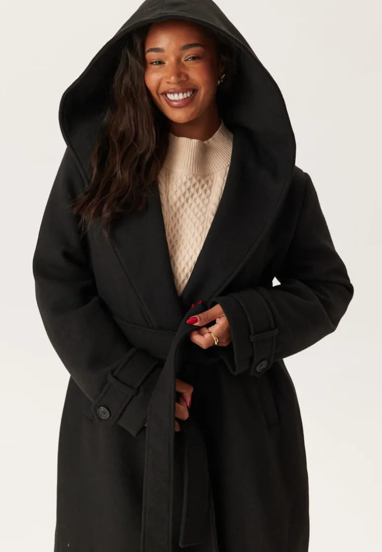 Hooded Wool Mix Coat
