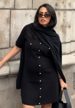 Knitted Gold Button Dress