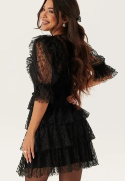 Lace Frill Puff Sleeve Dress
