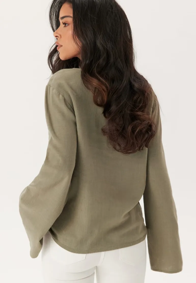 Linen Wide Sleeve Blouse