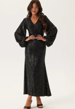 Long Sleeve Sequin Ankle Dress