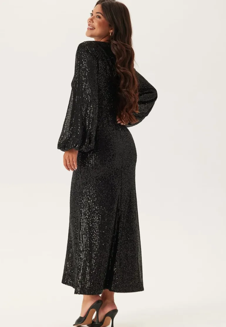 Long Sleeve Sequin Ankle Dress