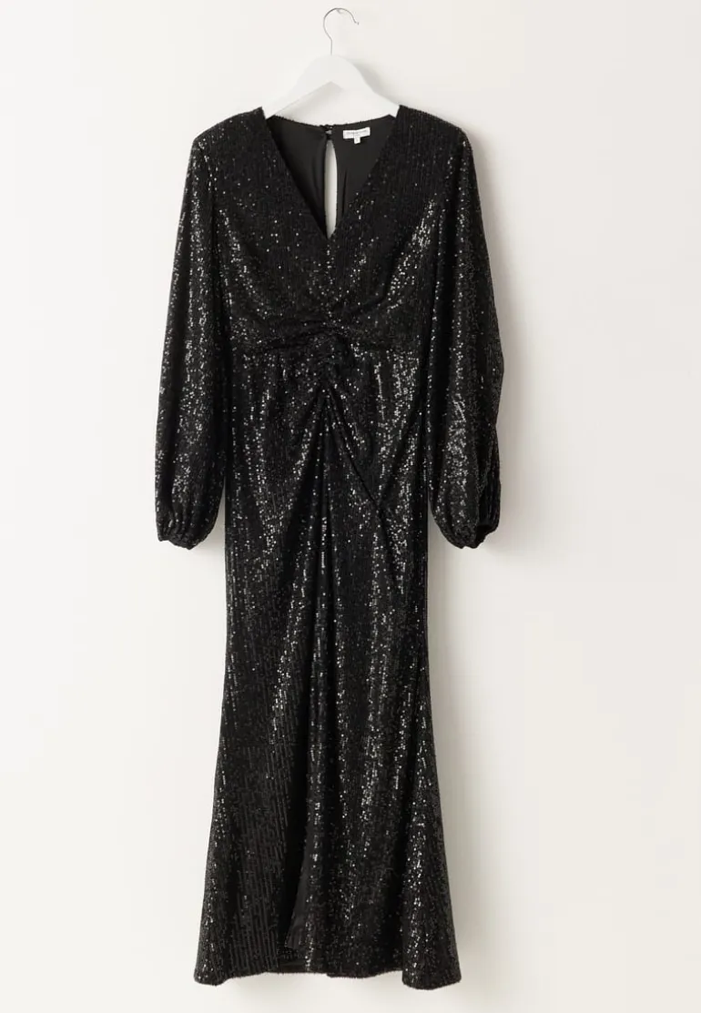 Long Sleeve Sequin Ankle Dress