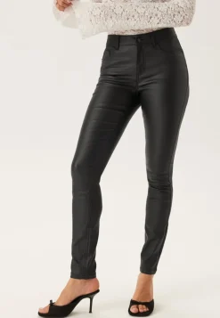 Mid Waist Push-up Coated Slim Jeans