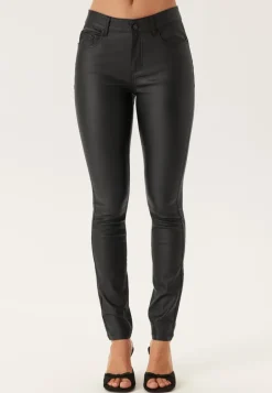 Mid Waist Push-up Coated Slim Jeans