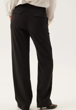 Mid Waist Straight Back Pocket Trousers