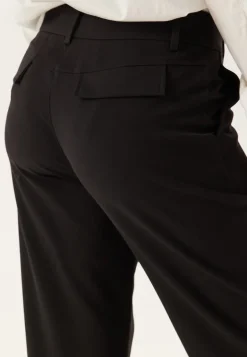 Mid Waist Straight Back Pocket Trousers
