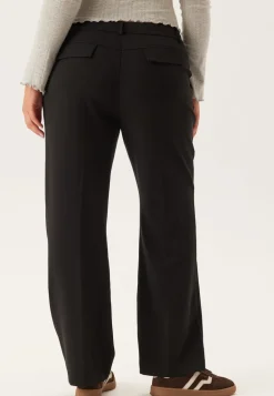 Mid Waist Straight Back Pocket Trousers