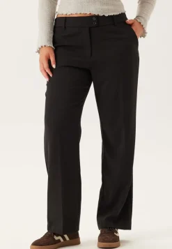 Mid Waist Straight Back Pocket Trousers