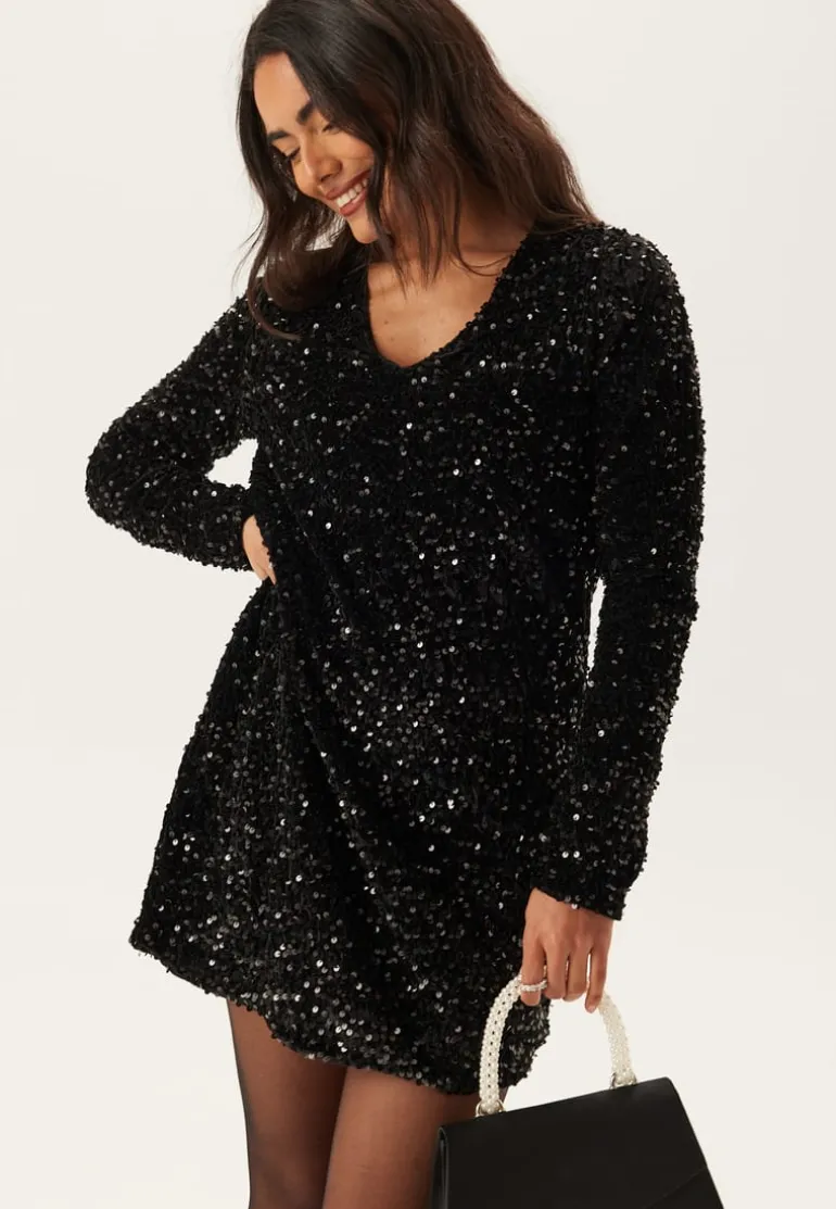 Onlanika Ls Sequins V-neck Dress