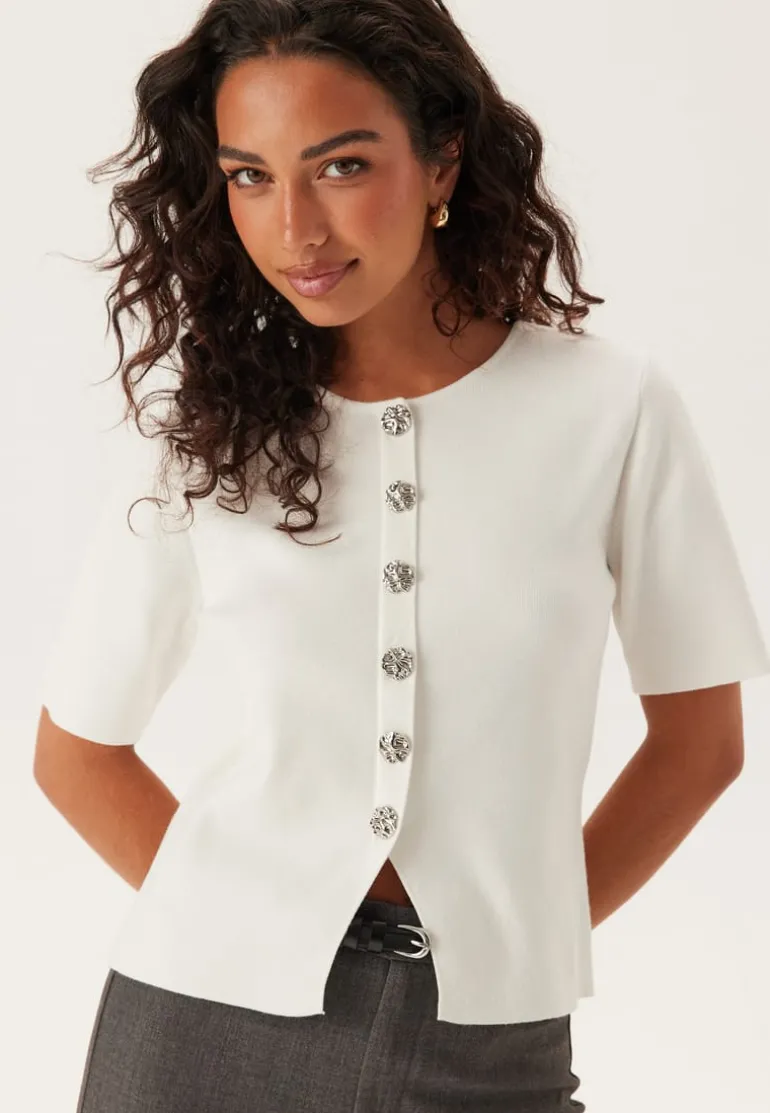 Pcmarie Ss O-neck Split Knit