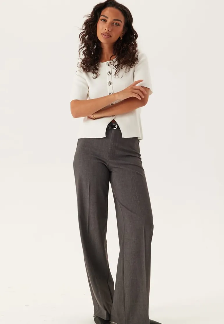Pcmarie Ss O-neck Split Knit