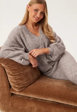 Pcmesva Ls Boxy Sequin Knit Cardigan