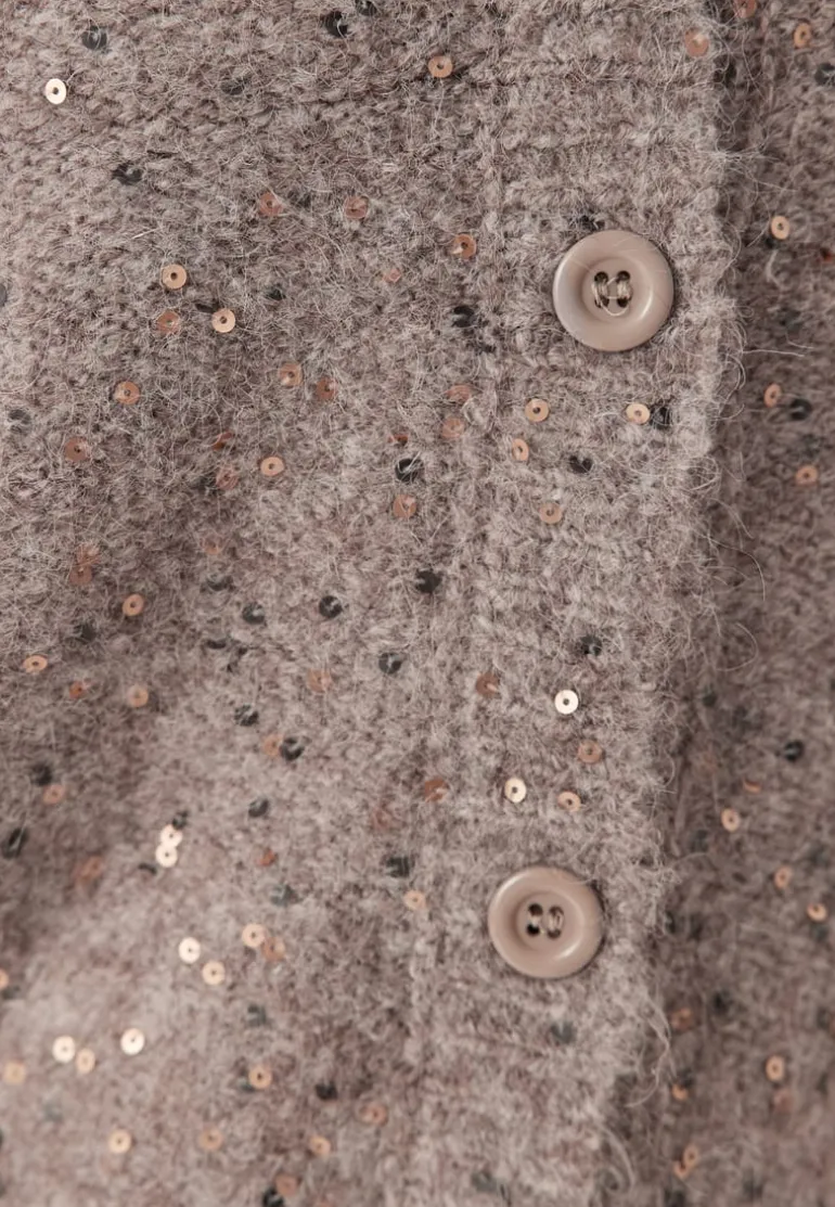 Pcmesva Ls Boxy Sequin Knit Cardigan