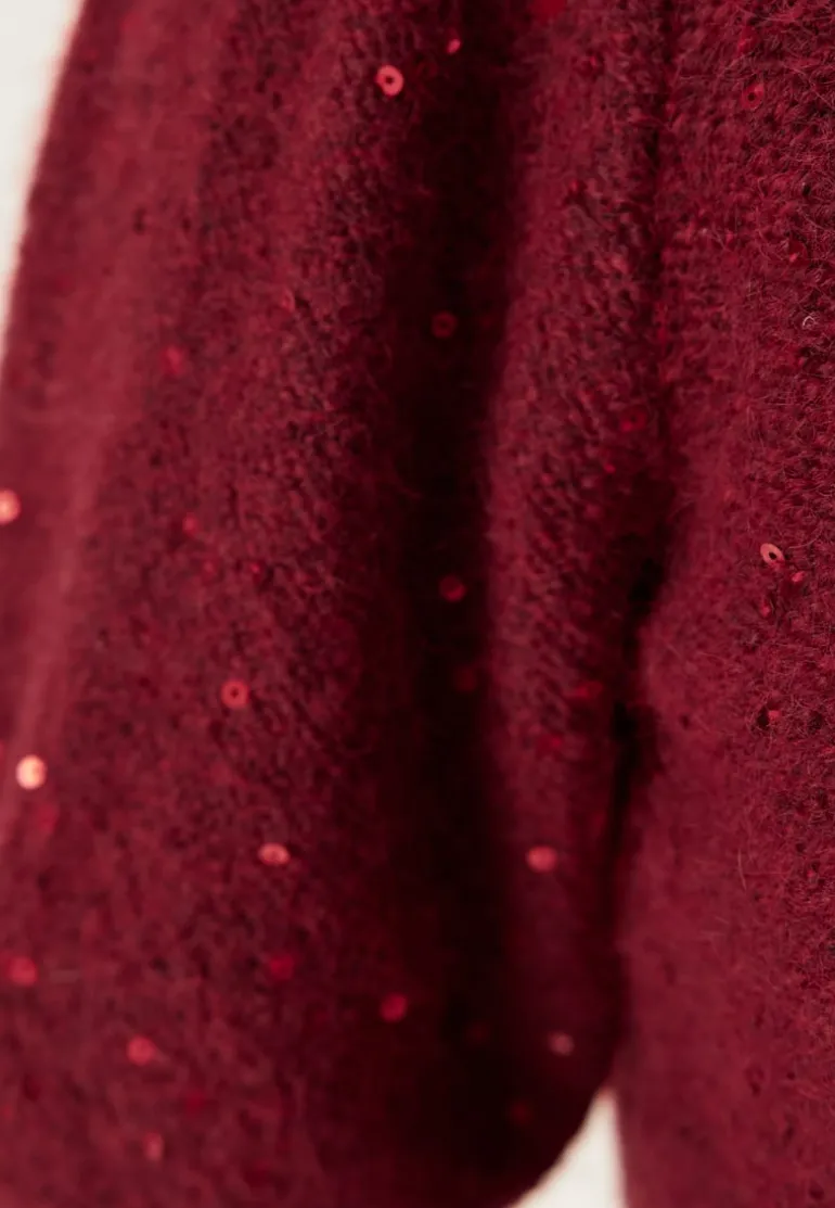 Pcmesva Ss Sequin Tie Back Knit