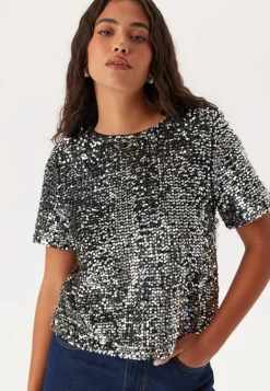 Pcserena Sequin Ss O-neck Top