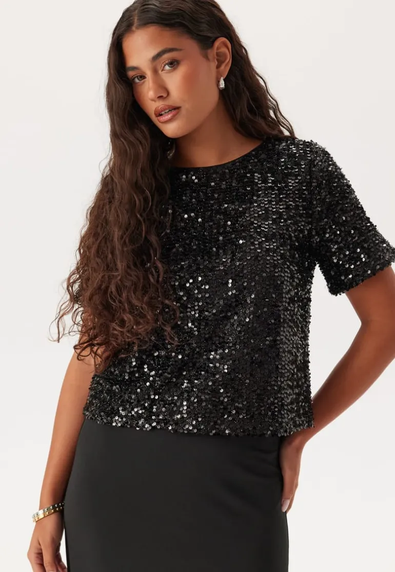 Pcserena Sequin Ss O-neck Top