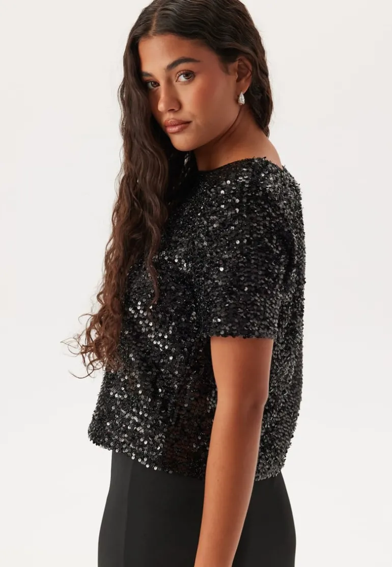 Pcserena Sequin Ss O-neck Top