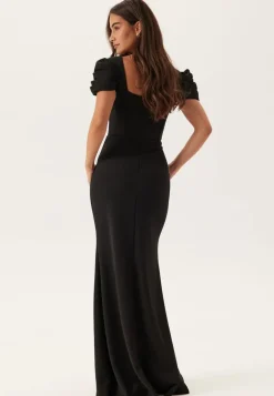 Pleated Sleeve Maxi Dress