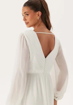 Pleated V-Neck Wedding Gown