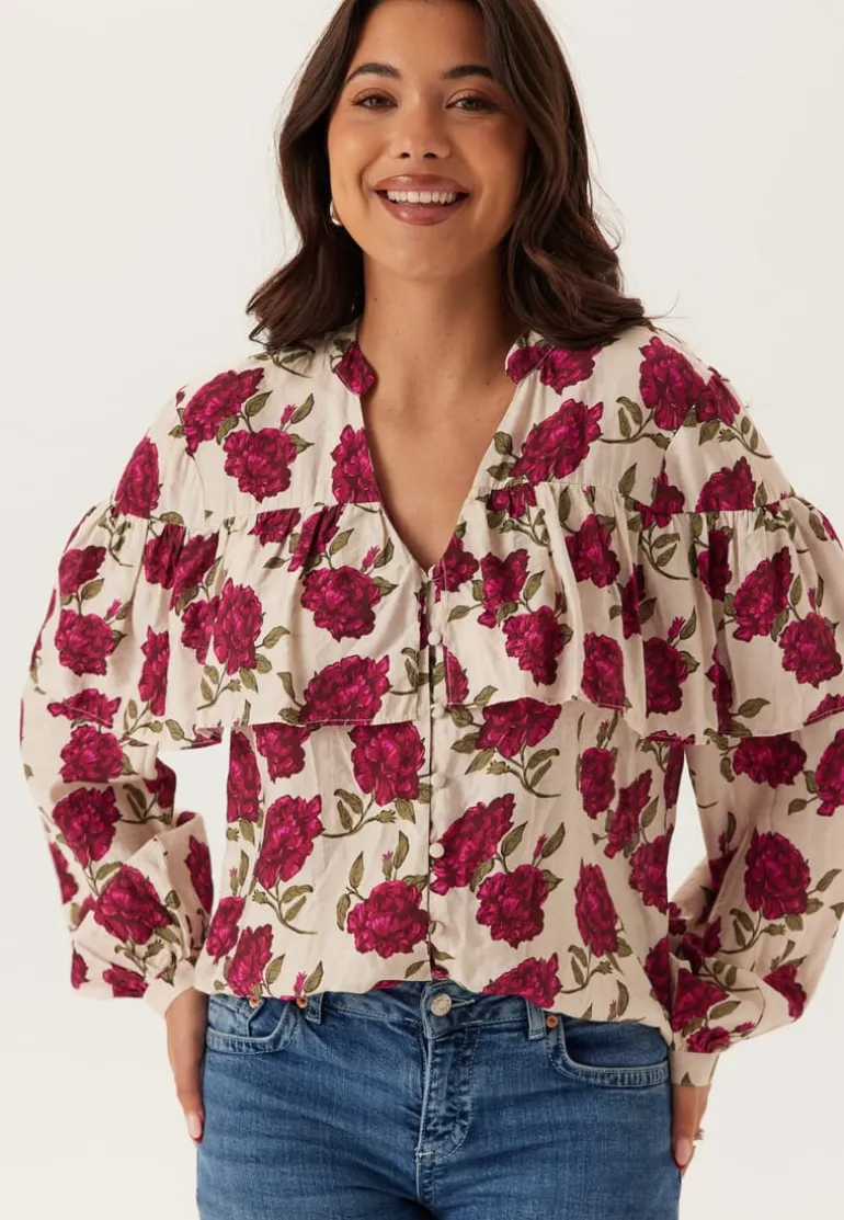 Printed Frill Blouse