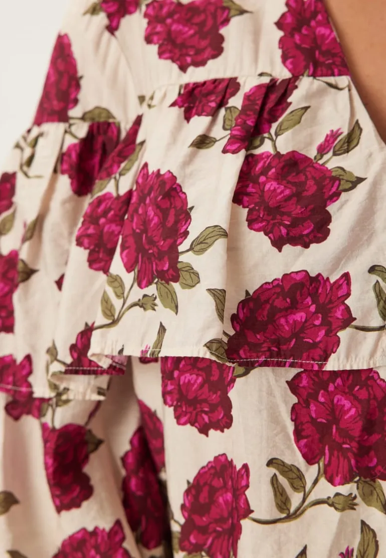 Printed Frill Blouse