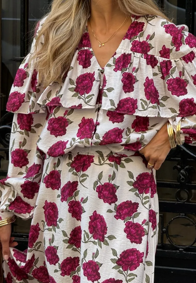 Printed Frill Blouse