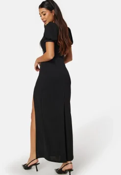 Puff Sleeve Maxi Dress With Split