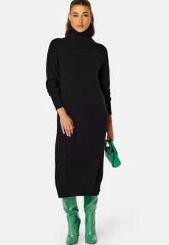 Rill Roll Neck L/S Midi Dress