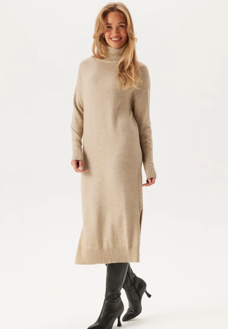 Rill Roll Neck L/S Midi Dress