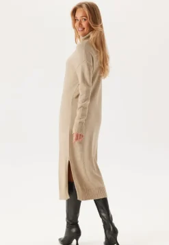 Rill Roll Neck L/S Midi Dress