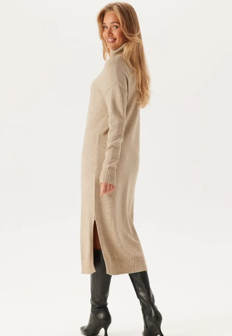 Rill Roll Neck L/S Midi Dress