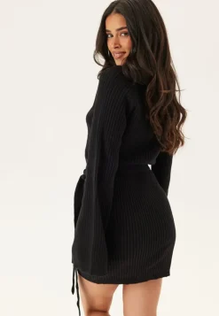 Round Neck Rib Knitted Short Dress