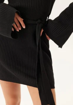 Round Neck Rib Knitted Short Dress