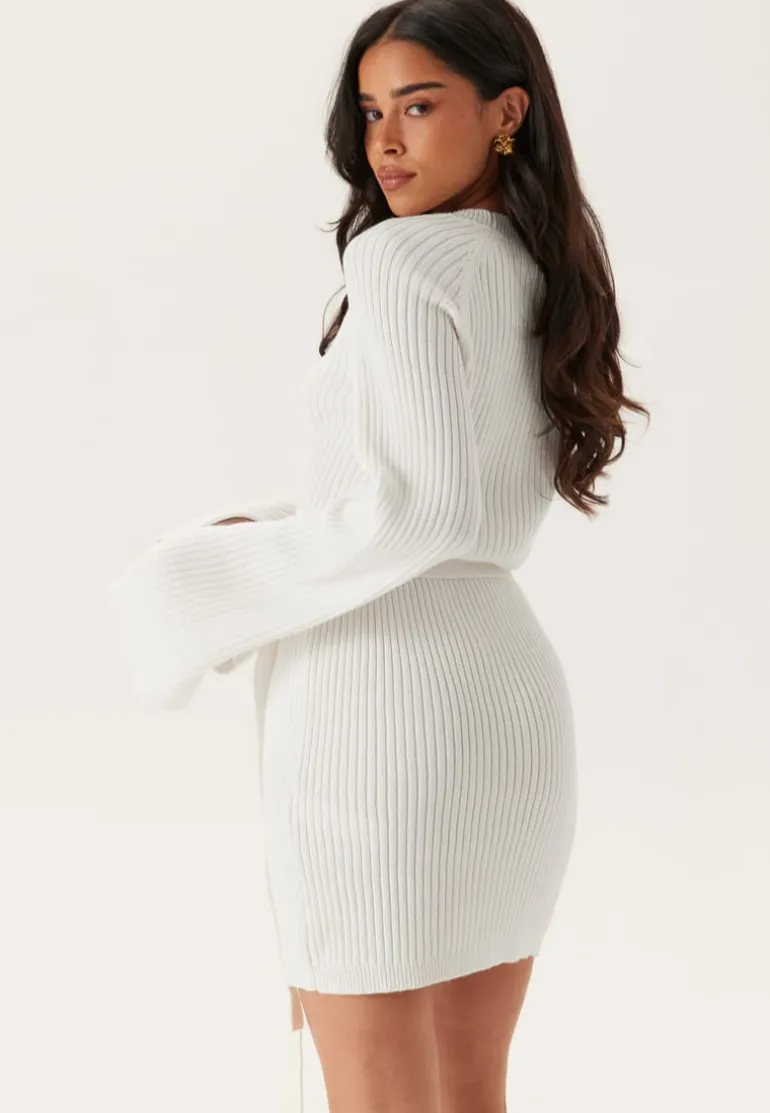 Round Neck Rib Knitted Short Dress