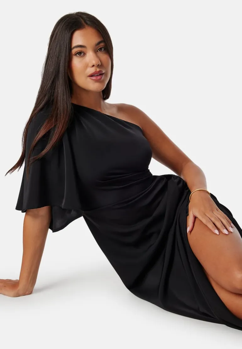 Ruched One Shoulder Midi Dress