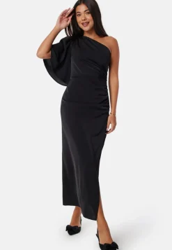 Ruched One Shoulder Midi Dress