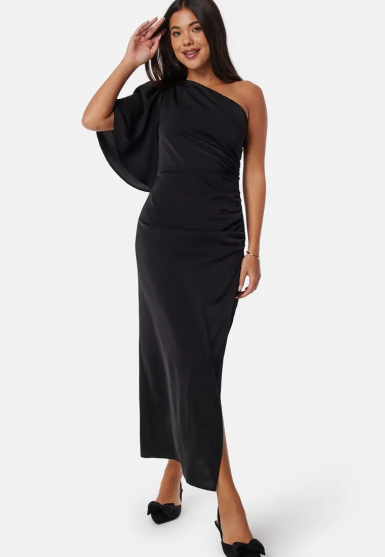 Ruched One Shoulder Midi Dress